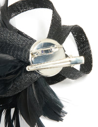 Black Fabric Loop Feather Hair Clip - link has visual effect only