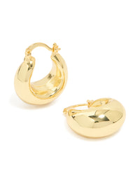 Gold Plated Brass Medium Huggie Earrings - link has visual effect only