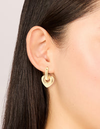 Gold Plated Brass Heart Huggie Drop Earrings - link has visual effect only