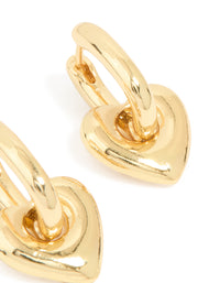 Gold Plated Brass Heart Huggie Drop Earrings - link has visual effect only