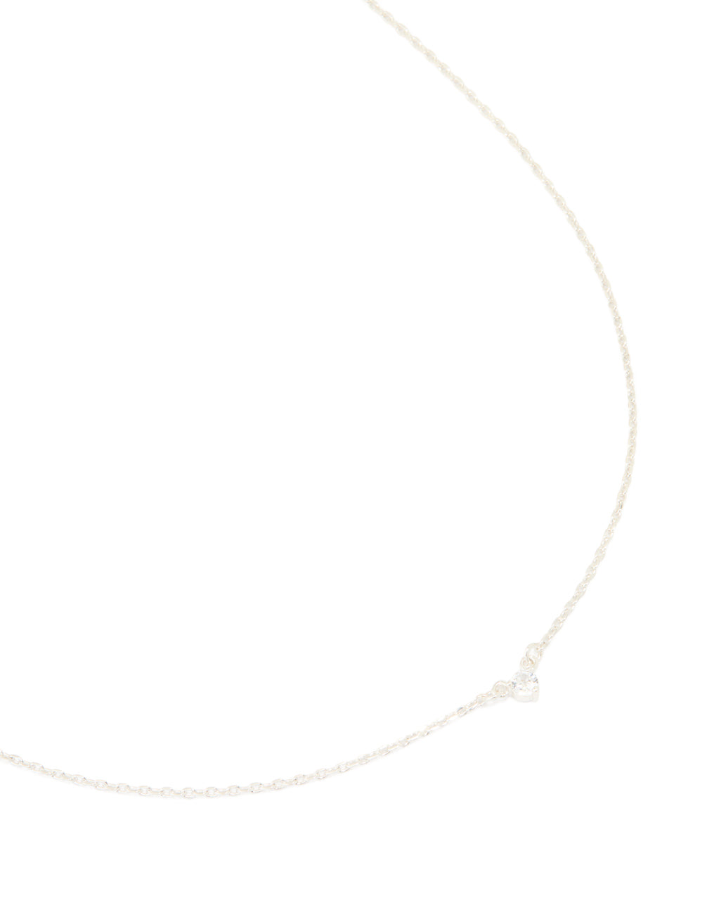 Silver Plated Brass Cubic Zirconia Mini Bezel Pendant Necklace