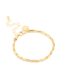 Gold Plated Brass Round Linear Chain Bracelet - link has visual effect only