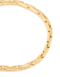 Gold Plated Brass Round Linear Chain Bracelet - link has visual effect only