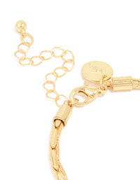 Gold Plated Brass Round Linear Chain Bracelet - link has visual effect only