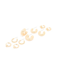 Gold Twisted & Molten Hoop Earrings 5-Pack - link has visual effect only
