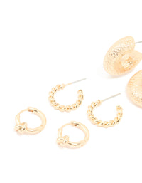 Gold Twisted & Molten Hoop Earrings 5-Pack - link has visual effect only