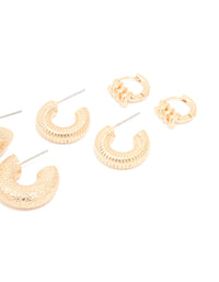 Gold Twisted & Molten Hoop Earrings 5-Pack - link has visual effect only