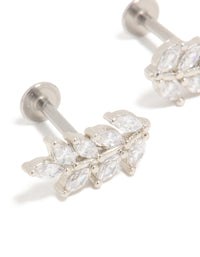 Surgical Steel Cubic Zirconia Leaf Crawling Flat Back Studs - link has visual effect only