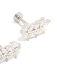 Surgical Steel Cubic Zirconia Leaf Crawling Flat Back Studs - link has visual effect only