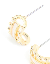 Gold Plated Cubic Zirconia Baguette Inlay Hoop Earrings - link has visual effect only