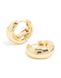 Gold Plated Small Organic Huggie Earrings - link has visual effect only