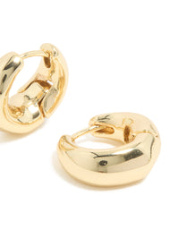Gold Plated Small Organic Huggie Earrings - link has visual effect only