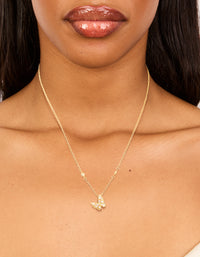 Gold Plated Cubic Zirconia Butterfly Pendant Necklace - link has visual effect only