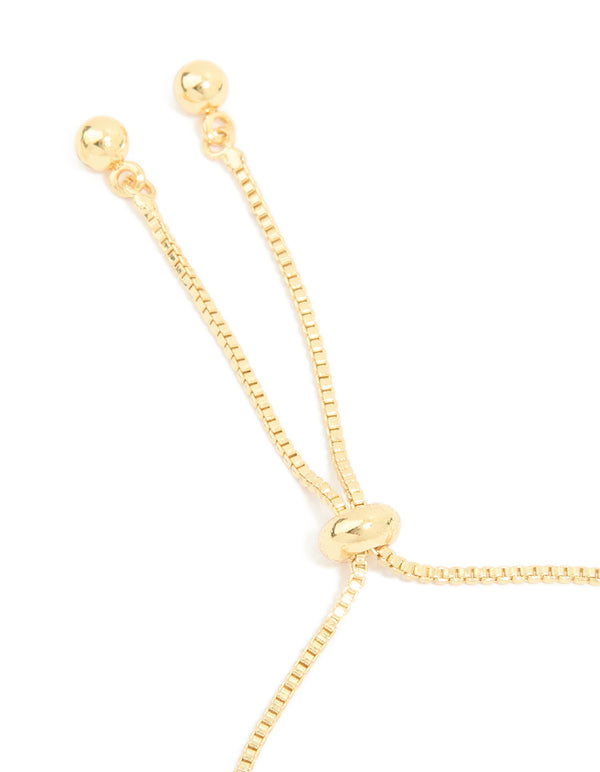 Gold Plated Cubic Zirconia Acrylic Flower Toggle Bracelet