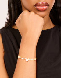 Gold Plated Cubic Zirconia Butterfly Chain Bracelet - link has visual effect only