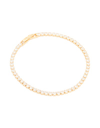 Gold Plated Cubic Zirconia Small Square Tennis Bracelet - link has visual effect only