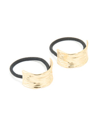 Gold Textured Curved Hair Ties 2-Pack - link has visual effect only