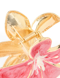 Gold Pink Enamel Frangipani Flower Claw Clip - link has visual effect only
