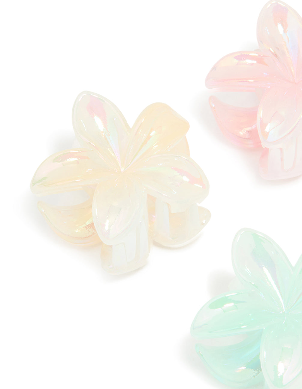 Pastel Pearlised Frangipani Flower Tropical Claw Clips 4-Pack