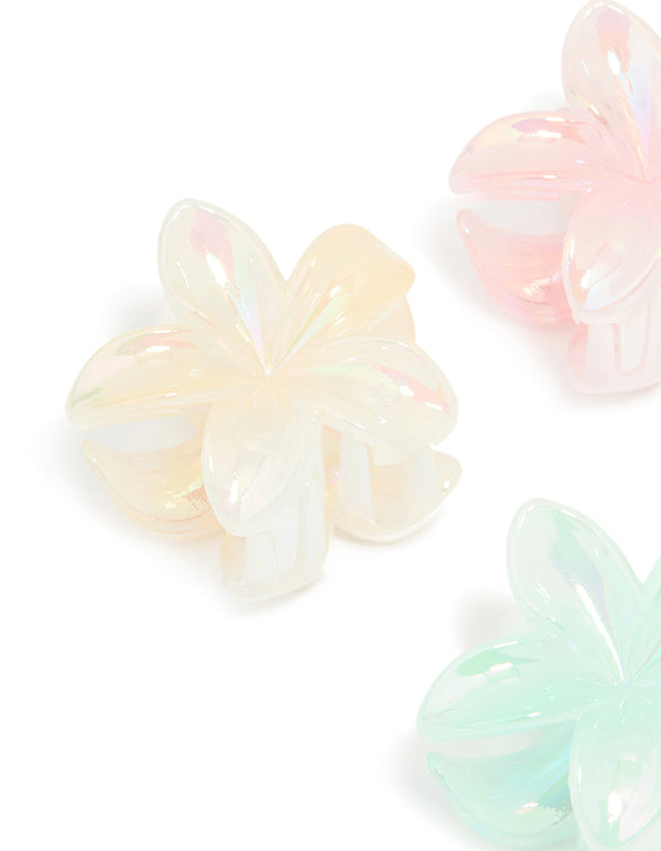 Pastel Pearlised Frangipani Flower Tropical Claw Clips 4-Pack