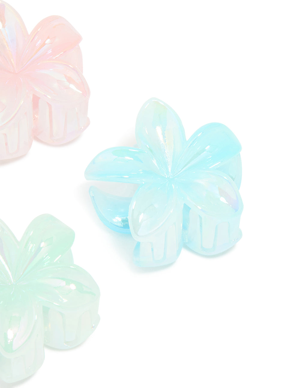 Pastel Pearlised Frangipani Flower Tropical Claw Clips 4-Pack