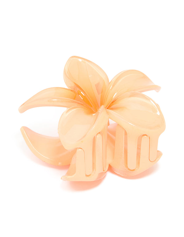 Orange Ombre Frangipani Flower Claw Clip