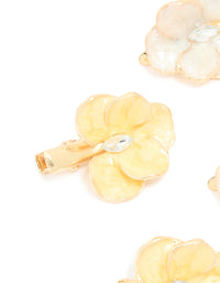 Gold Enamel Orchid Flower Hair Clips 4-Pack - link has visual effect only