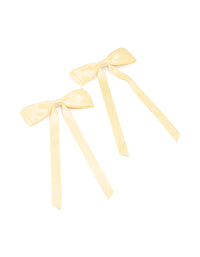 Butter Yellow Satin Fabric Scallop Bow Hair Clips 2-Pack - link has visual effect only