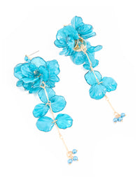 Blue Acrylic Flower Large Drop Earrings - link has visual effect only
