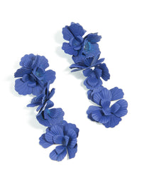 Blue Coated Metal Triple Floral Drop Earrings - link has visual effect only