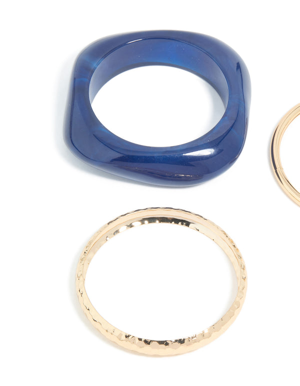 Acrylic Gold & Blue Bangle Pack