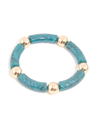 Gold & Blue Beaded Textured Stretch Bracelets 2-Pack - link has visual effect only
