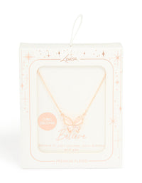 Rose Gold Plated Cubic Zirconia Butterfly Inlay Pendant Necklace - link has visual effect only