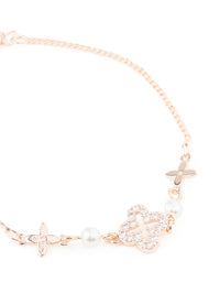 Rose Gold Plated Cubic Zirconia Pearl & Star Bracelet - link has visual effect only