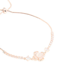 Rose Gold Plated Cubic Zirconia Pink Flower Toggle Bracelet - link has visual effect only