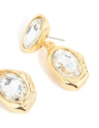 Gold Plated Diamante Teardrop Organic Earrings - link has visual effect only