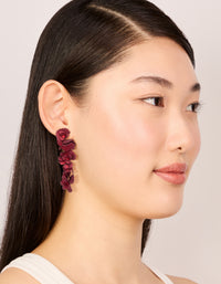 Red Coated Metal Floral Drop Earrings - link has visual effect only