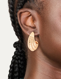 Gold Textured Open Hoop Earrings - link has visual effect only