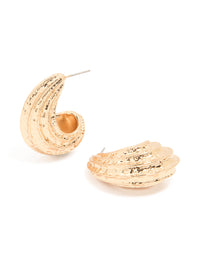 Gold Textured Open Hoop Earrings - link has visual effect only