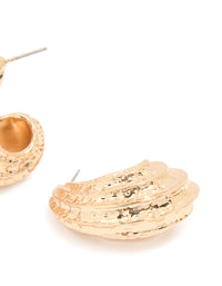 Gold Textured Open Hoop Earrings - link has visual effect only