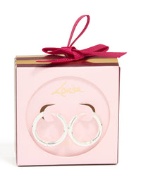 Silver Plated Medium Thick Hoop Earrings - link has visual effect only