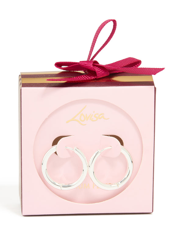 Silver Plated Medium Thick Hoop Earrings