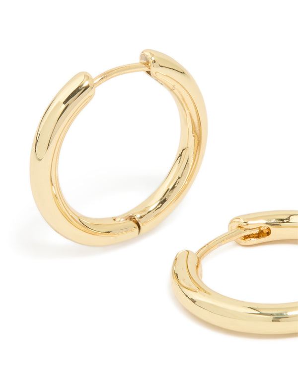 Gold Plated Medium Thick Hoop Earrings