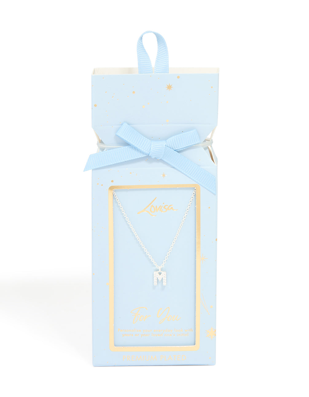 Silver Plated Brass Cubic Zirconia Letter M Necklace
