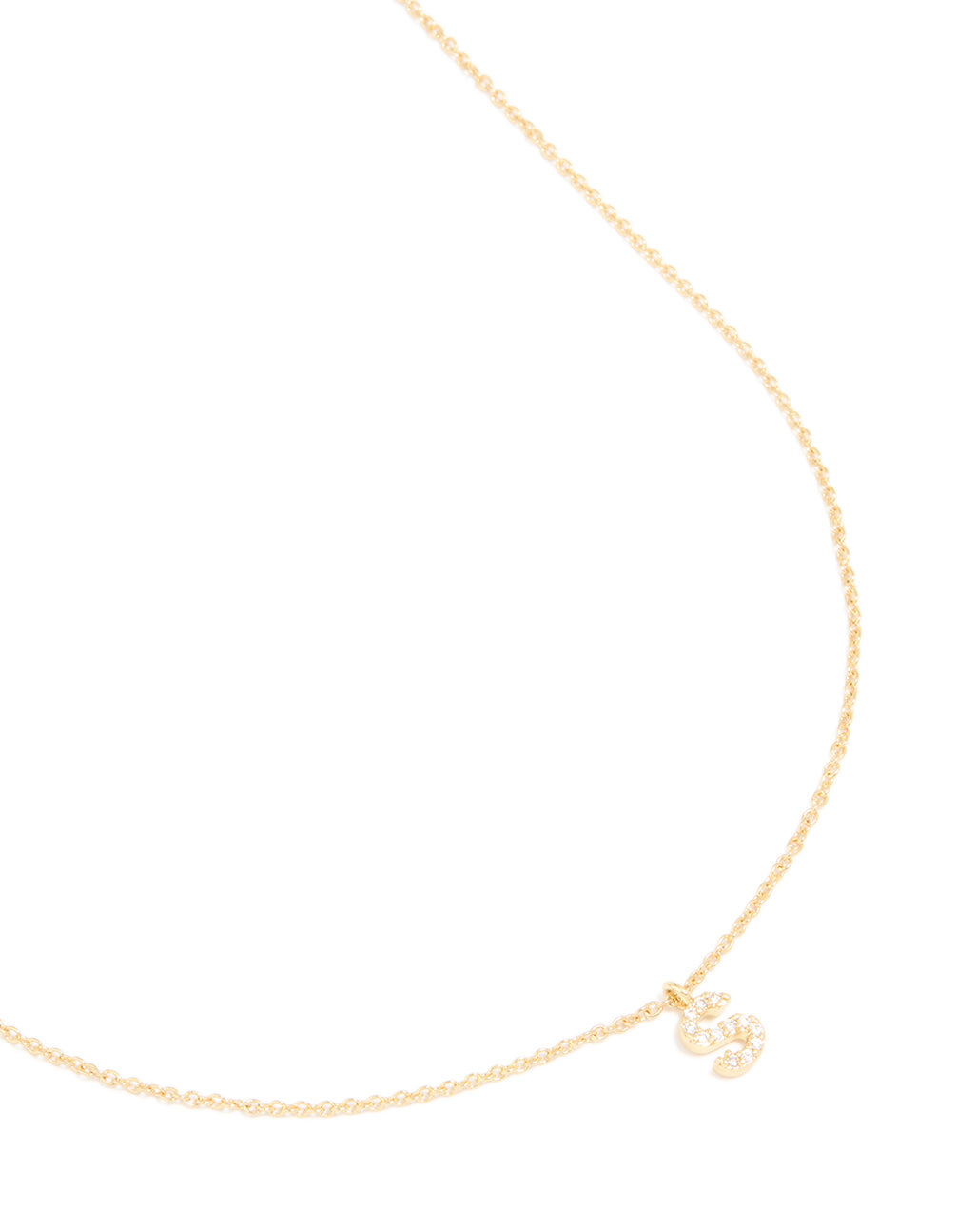 Gold Plated Brass Cubic Zirconia Letter S Necklace