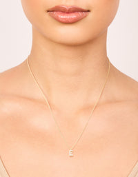 Gold Plated Brass Cubic Zirconia Letter E Necklace - link has visual effect only