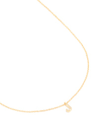 Gold Plated Brass Cubic Zirconia Letter J Necklace - link has visual effect only
