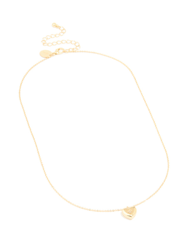 Gold Plated Cubic Zirconia Heart Locket Necklace