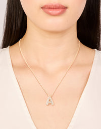 Kids Gold Cubic Zirconia Letter A Necklace - link has visual effect only