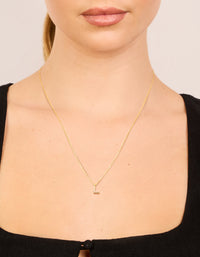 Gold Plated Brass Cubic Zirconia Letter L Necklace - link has visual effect only